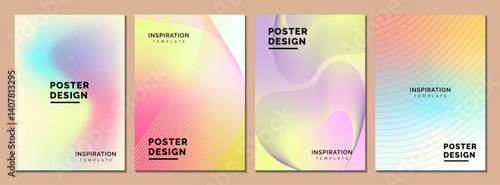 Abstract holographic Wavy Line art poster background design in various color combinations for Cover, banner, flyer, Ads, Social Media etc
