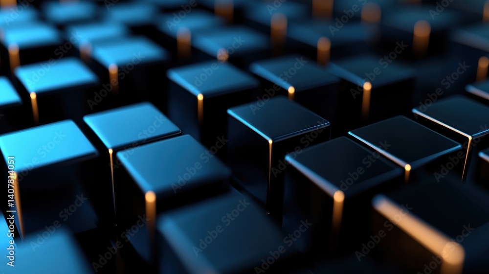 Fototapeta premium Abstract geometric pattern of dark blue and black cubes