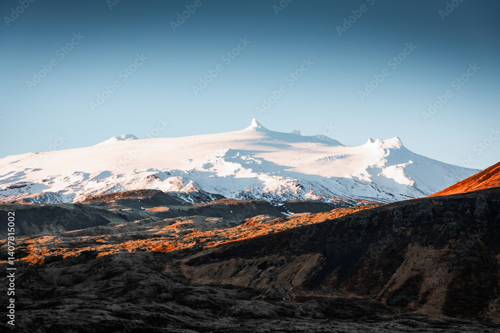 Snæfellsjökull snowy Mountain landscape in Iceland