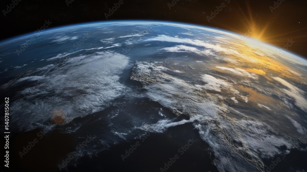 Fototapeta premium Planet earth rotating in space with a sunrise illuminating china