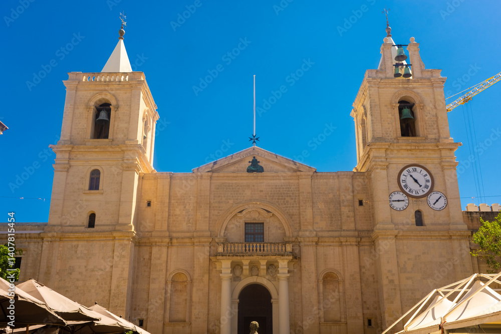 Facade of Valletta Cathedral in Malta