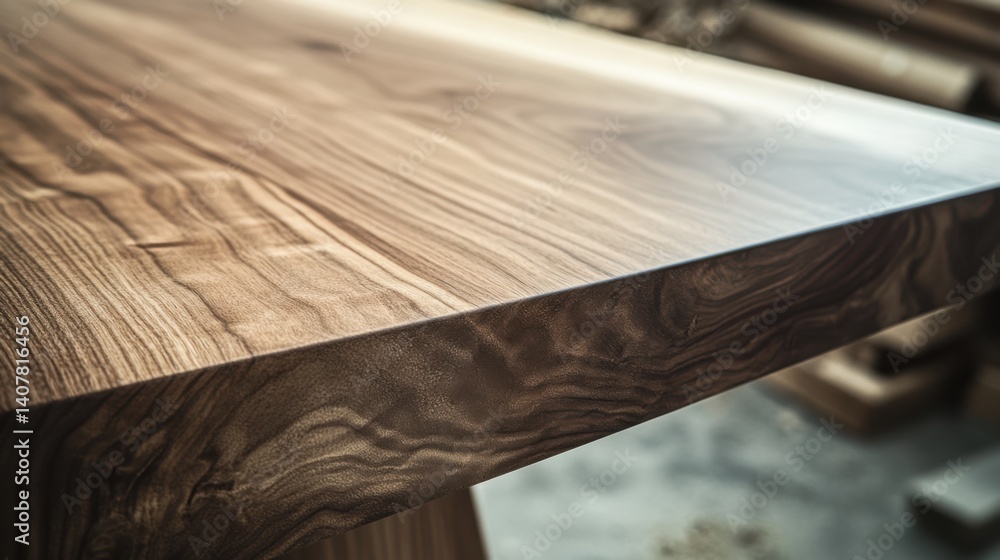 Carpenter finishing a custom wooden desk. Featuring attention to detail and craftsmanship Carpenter finishing a custom wooden desk. Featuring attention to detail and craftsmanship