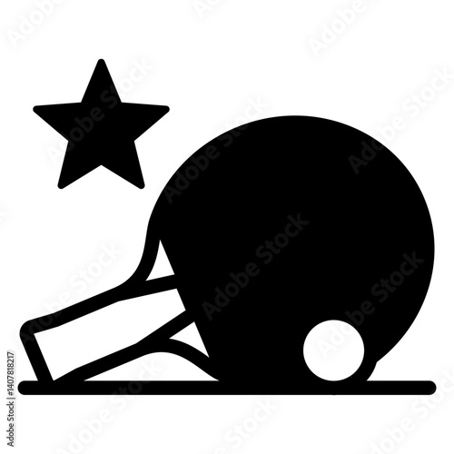 Tennis racket and ball solid icon, tennis concept. Vector graphics. Table tennis star, sport sign on white background, glyph style mobile or design.