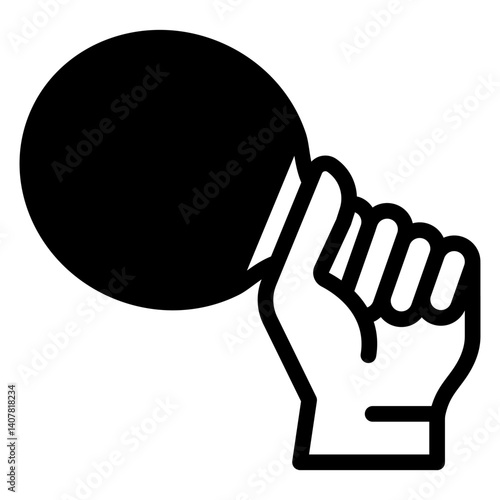 Hand with racket solid icon, table tennis concept. Vector graphics. Tennis player hand? sport sign on white background, glyph style mobile or design.
