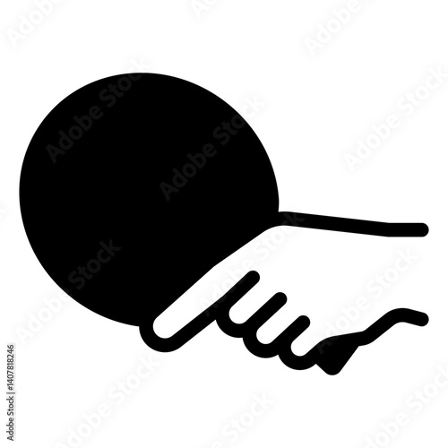 Hand with racket solid icon, table tennis concept. Vector graphics. Player hand, sport sign on white background, glyph style mobile or design.