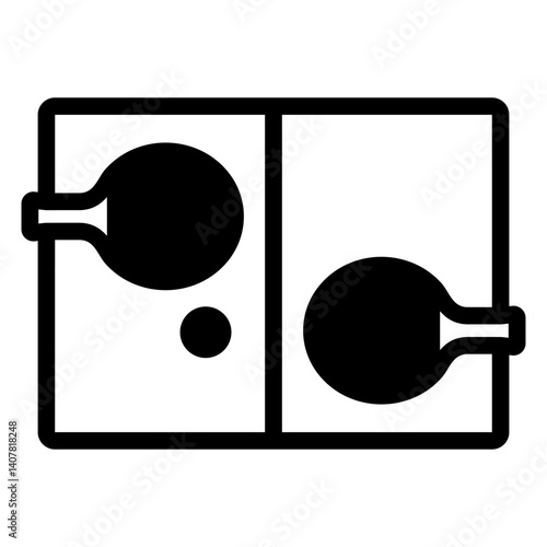 Tennis rackets on table solid icon, tennis concept. Vector graphics. Table tennis, sport sign on white background, glyph style mobile or design.