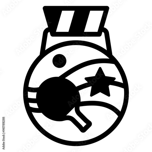 Winner medal solid icon, tennis concept. Vector graphics. Medal of tennis, sport sign on white background, glyph style mobile or design.