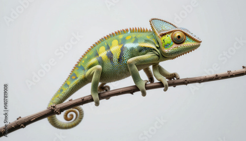 Wallpaper Mural Detailed Close-Up of a Vibrant Veiled Chameleon on Branch Torontodigital.ca