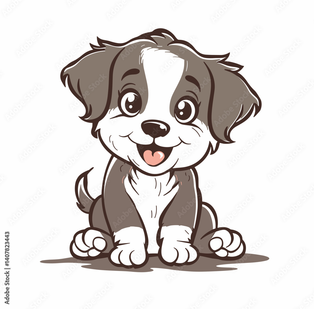 Fototapeta premium Cute cartoon puppy smiling in a playful pose