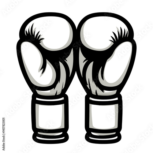 Boxing gloves in line art style showcasing a simple black design highlighting the sport's essence and dynamism