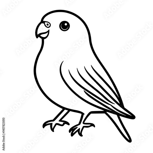 Budgerigar line art icon in simple design showcasing a parakeet depiction with clear outlines