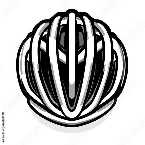 Bicycle helmet icon design featuring line art style representation for safety and cycling activities