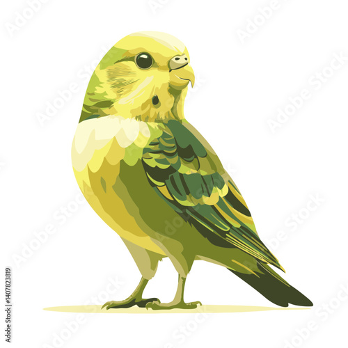 Budgerigar flat design icon showcasing vibrant colors and features of this popular pet bird