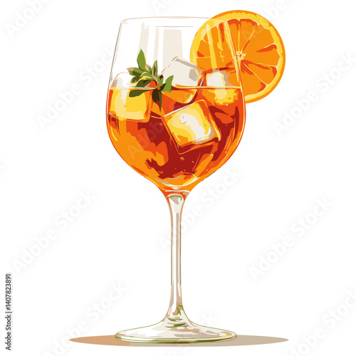 Enjoying a refreshing aperitif on a sunny afternoon with an orange garnish in a stylish glass