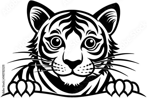 Wallpaper Mural Charming and playful vector illustration of a cute tiger, perfect for children’s books, nursery decor, educational materials, greeting cards, and digital designs. Torontodigital.ca