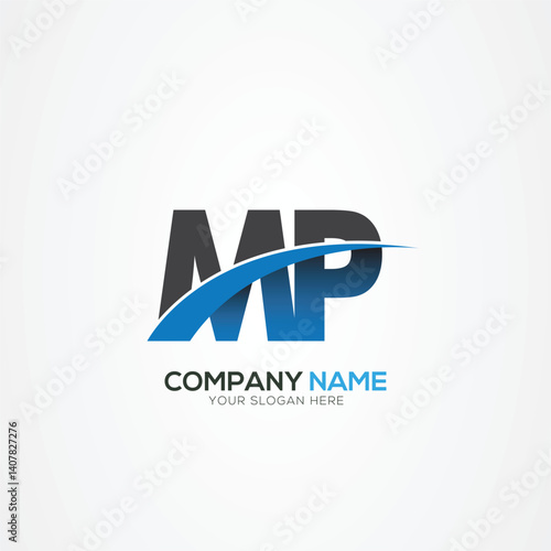 MP PM Letter Logo Design with a Creative Cut Creative logo design
