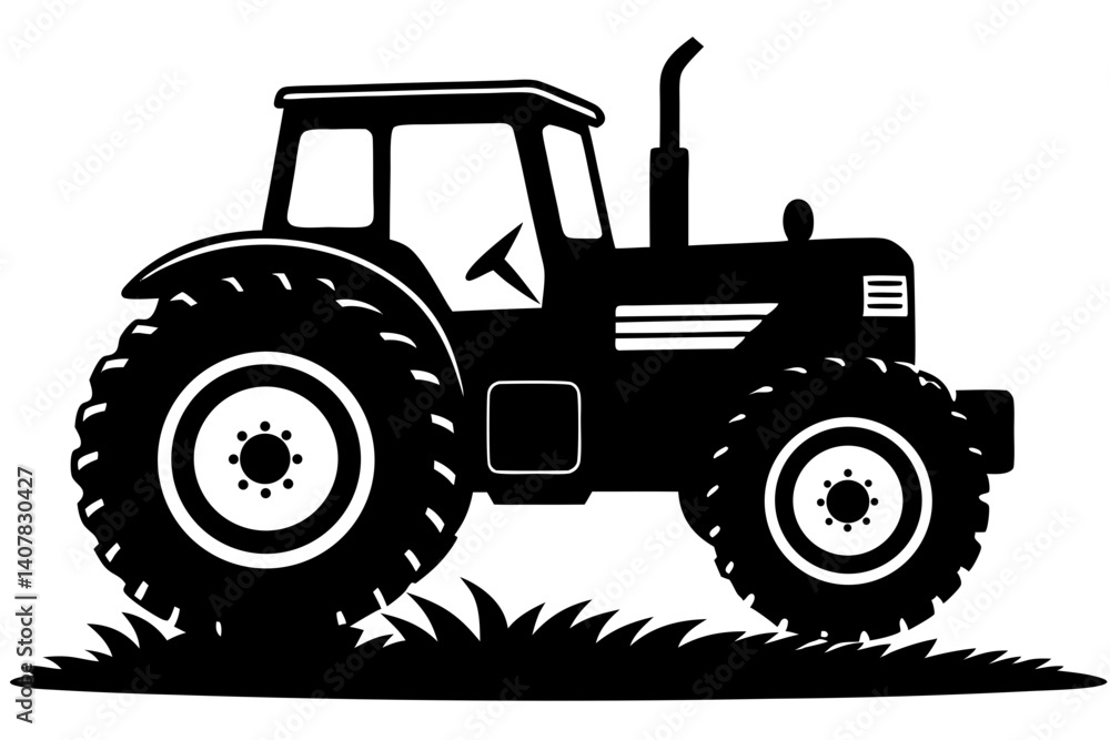 Black Silhouette Of Modern Agricultural Tractor On Grass Ideal For Farming And Rural Related Projects, tractor, silhouette, agriculture, farming, farm, vehicle, machinery, rural, equipment Black Silhouette Of Modern Agricultural Tractor On Grass Ideal For Farming And Rural Related Projects, tractor, silhouette, agriculture, farming, farm, vehicle, machinery, rural, equipment