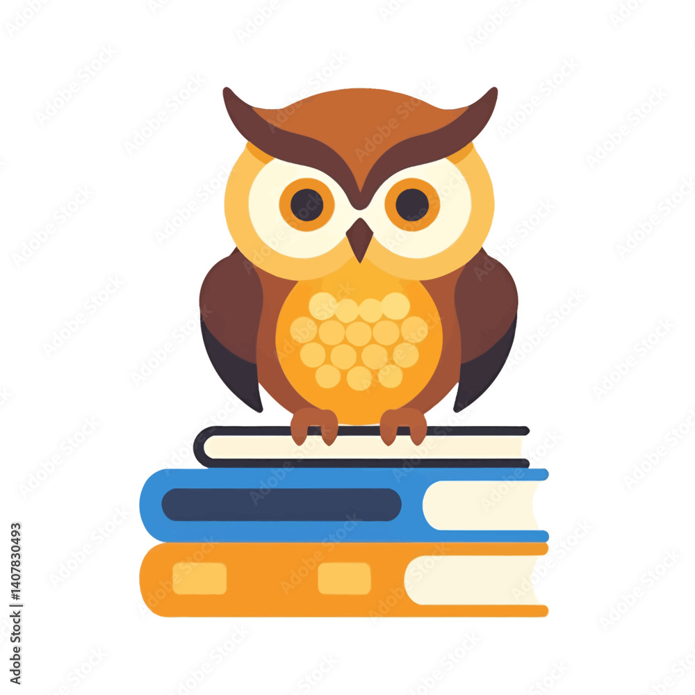 Cartoon_owl_on_stack_of_books_cute_and_colorful_wise_bird_reading_concept Cartoon_owl_on_stack_of_books_cute_and_colorful_wise_bird_reading_concept