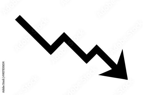 Stock Market Decline Trend Arrow Showing A Sharp Decline In Economic Performance Visualizing Recession Downturn And Negative Growth, arrow, decline, decrease, down, downturn, economic, economy