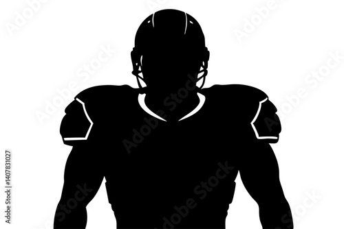 American Football Player Silhouette Illustration Vector Image Of Athlete Wearing Helmet And Protective Gear Ready For The Game, american football, football player, silhouette, vector, athlete, sport