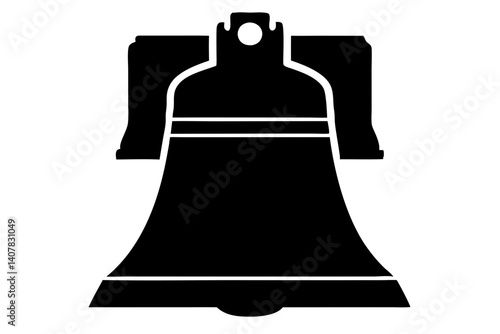 Simple Black Silhouette Illustration Of The Liberty Bell A Symbol Of American Independence And History Isolated On White, liberty bell, bell, freedom, icon, symbol, american, independence, historical