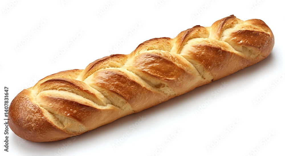 A long, braided loaf of sweet bread, isolated on a white background A long, braided loaf of sweet bread, isolated on a white background