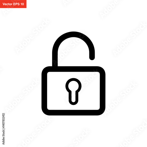line art padlock icon design