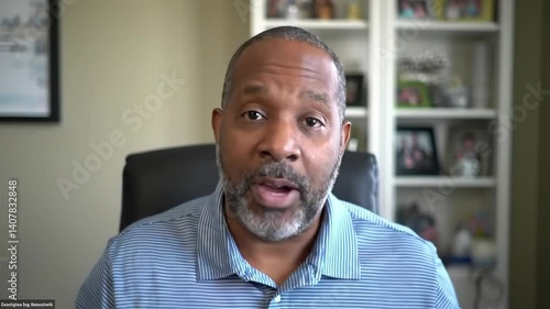 Surprised Man on Video Call or Recording Close-up