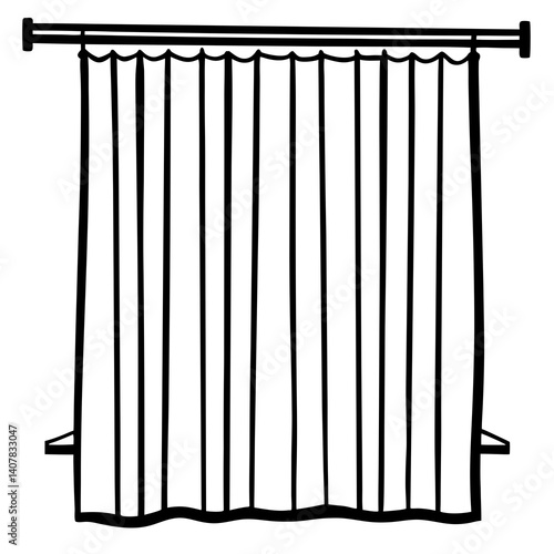 Minimal Shower Curtain Vector Illustration on White Backgroun