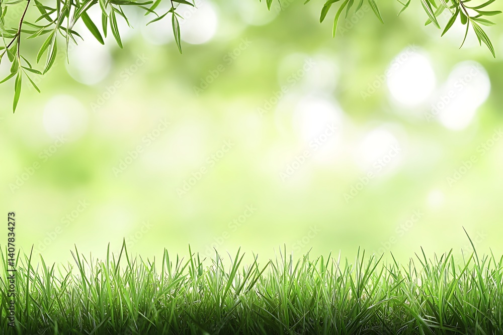 A lush green grass meadow. A spring or summer nature landscape with copy space, suitable for advertising A lush green grass meadow. A spring or summer nature landscape with copy space, suitable for advertising