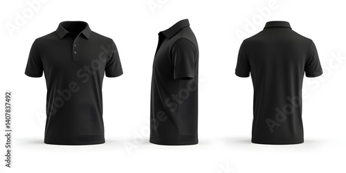 Black Polo Shirt Mockup: Three Views of a Classic, Versatile Garment