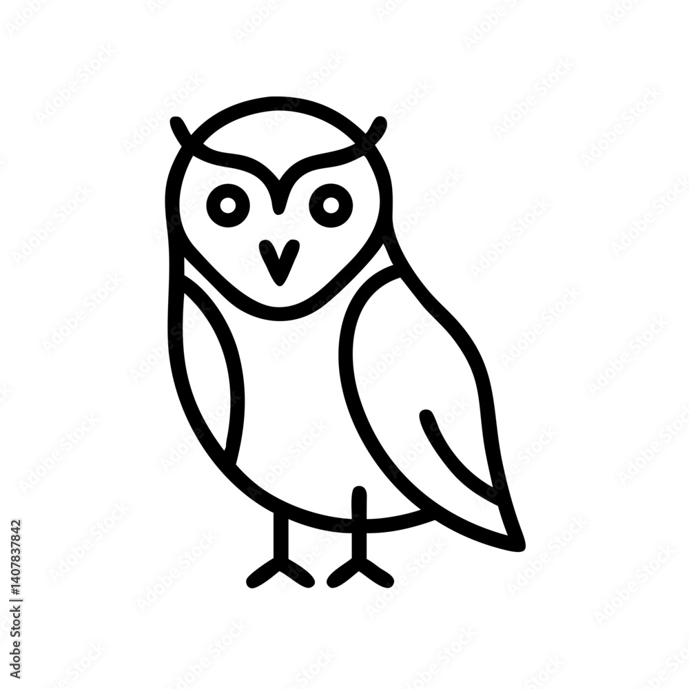Fototapeta premium Line Art of an Owl with Geometric Features 