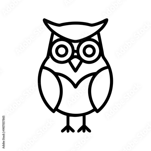 Simple Owl Illustration in Straight Lines and Shapes  