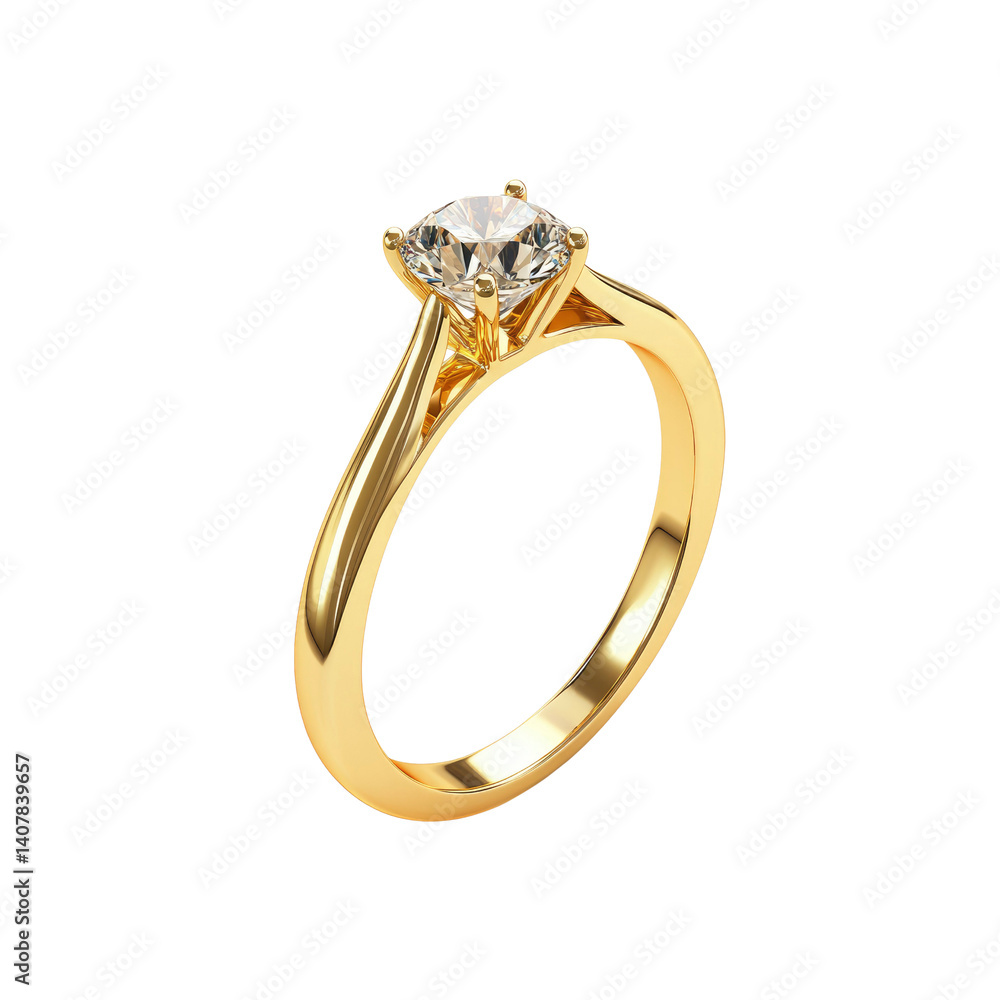 Elegant Solitaire Diamond Engagement Ring in 14K Yellow Gold Elegant Solitaire Diamond Engagement Ring in 14K Yellow Gold