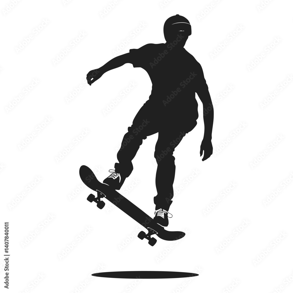 A dynamic silhouette of a skateboarder executing a trick in mid-air. A dynamic silhouette of a skateboarder executing a trick in mid-air.