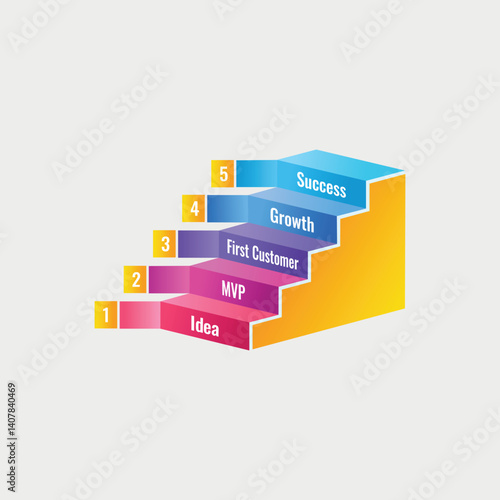 Vector illustration of 5 steps colorful infographic elements