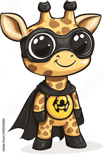 Cute Giraffe Super Hero Cartoon Vector