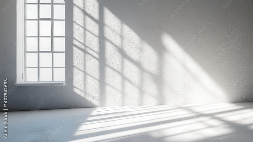 Fototapeta premium abstract white studio room with light and shadow from window background for product display presentation