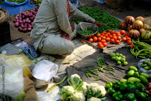vegetables at the street market, Green vegetables, Delhi indian vegetables