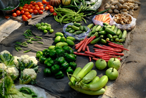 vegetables at the street market, Green vegetables, Delhi indian vegetables