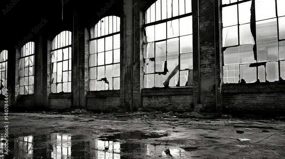 Obraz premium warehouse black and white buildings