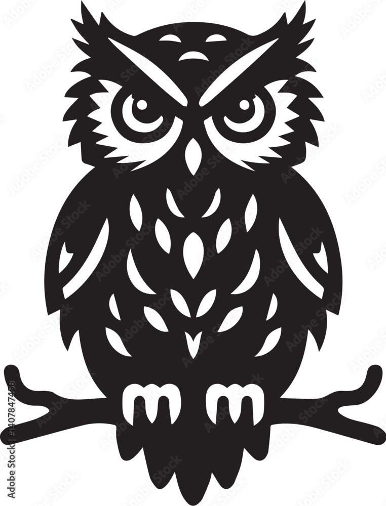 Obraz premium owl silhouette vector. black and white