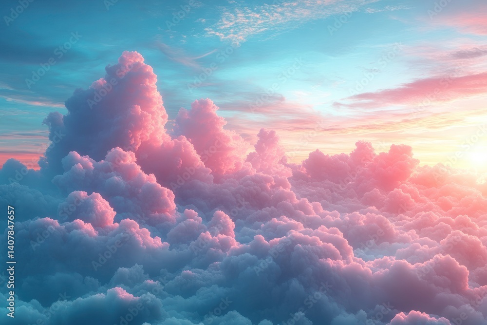 Happy Mother's Day with Elegant Calligraphy Fluffy Clouds and Ranunculus Flowers against a Serene Sky