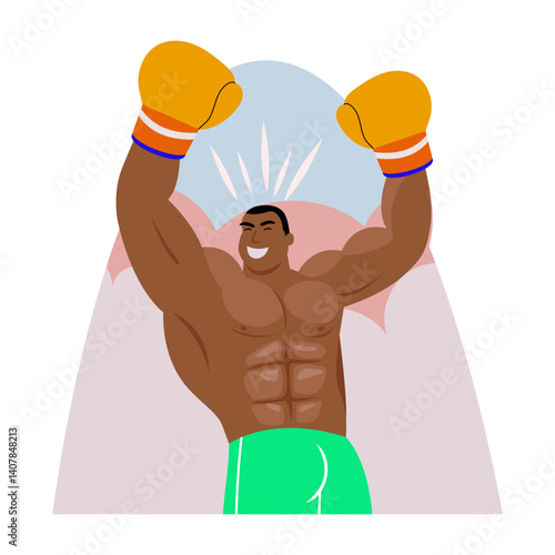 A flat style illustration of a male boxer