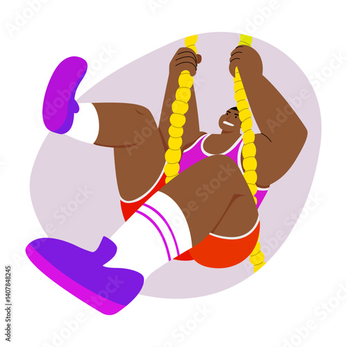 Robe climbing character illustration in flat style