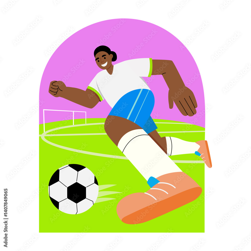 Fototapeta premium A flat style illustration of a football player