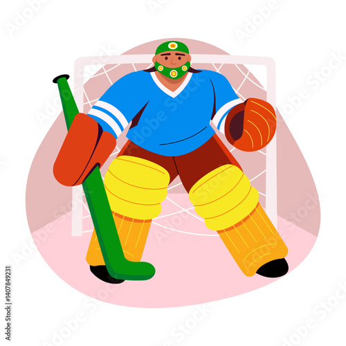 A flat style illustration of sports goalie