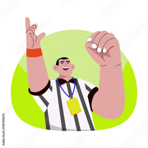 A flat style illustration of a game referee