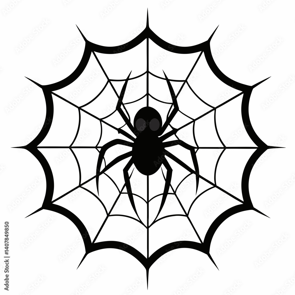 Fototapeta premium Vector art illustration of a spider in a spider web
