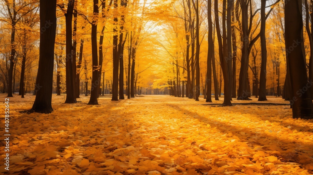 Fototapeta premium golden organic composition backdrop autumn leaves